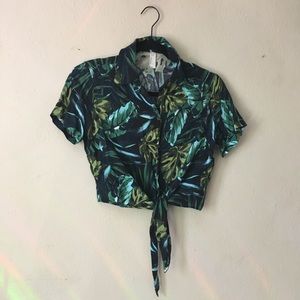 American Apparel jungle print collared crop top